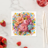 Farbige 3D-Blume Rosa und Orange Serviette (Beispiel)