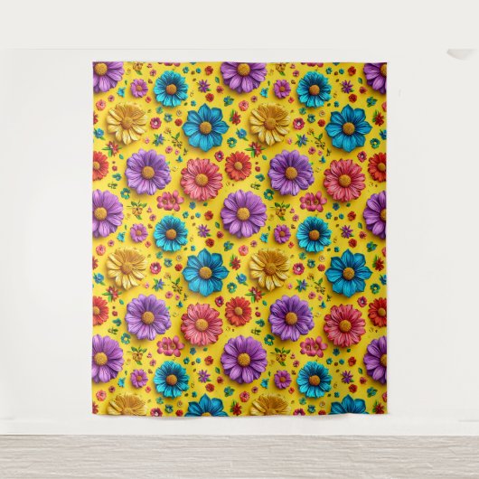 Farbige 3D-Blume Wandteppich (Vorderseite)