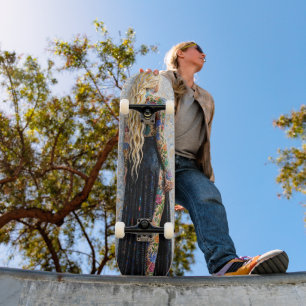 Farbige 3D-Mosaik-Tätowierte Frauenkunst  Skateboard