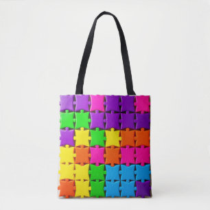 Farbige 3D-Puzzelteile angeordnet Tasche
