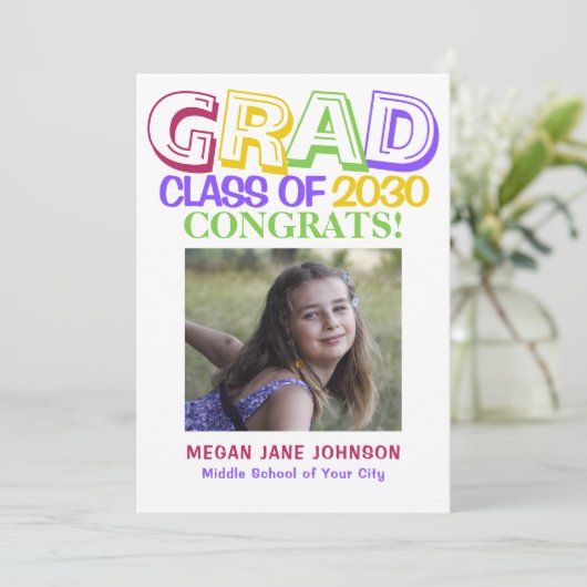 Farbige 5 Fotos Mittelschule Abschluss (Stehend Vorderseite)