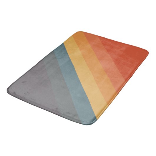 Farbige 70er 80er Retro Streifen Badematte (Schrägansicht)