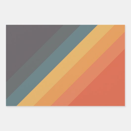 Farbige 70er 80er Retro Streifen Geschenkpapier Set (Vorderseite 2)