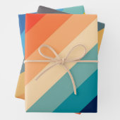 Farbige 70er 80er Retro Streifen Geschenkpapier Set (Beispiel)