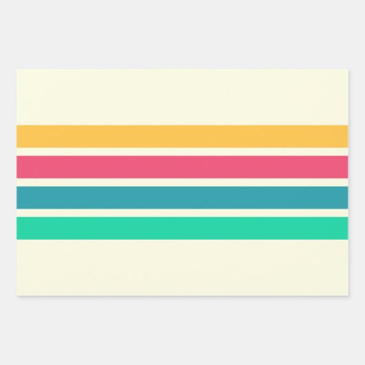 Farbige 70er 80er Retro Streifen Geschenkpapier Set (Vorderseite 3)