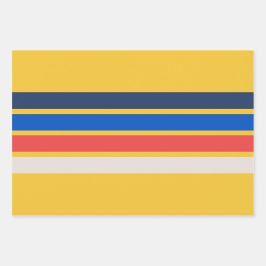 Farbige 70er 80er Retro Streifen Geschenkpapier Set (Vorderseite 2)