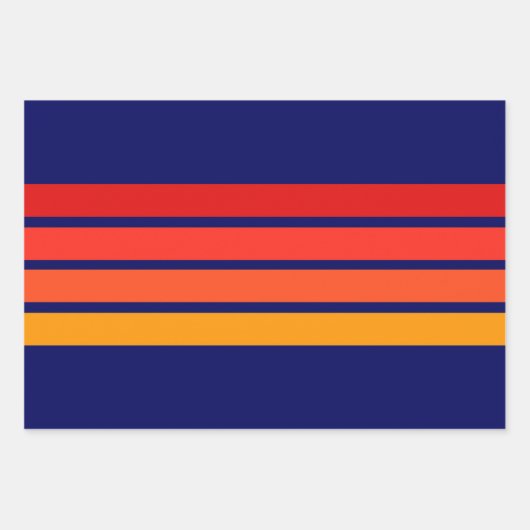 Farbige 70er 80er Retro Streifen Geschenkpapier Set (Vorderseite)