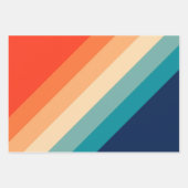 Farbige 70er 80er Retro Streifen Geschenkpapier Set (Vorderseite 3)