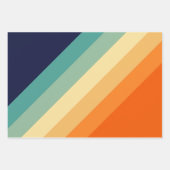 Farbige 70er 80er Retro Streifen Geschenkpapier Set (Vorderseite)