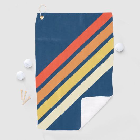 Farbige 70er 80er Retro Streifen Golfhandtuch (Insitu)