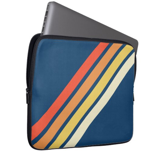 Farbige 70er 80er Retro Streifen Laptopschutzhülle (Vorne Rechts)