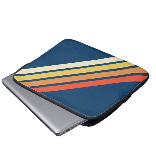 Farbige 70er 80er Retro Streifen Laptopschutzhülle (Vorne Knopf)