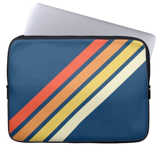 Farbige 70er 80er Retro Streifen Laptopschutzhülle (Vorderseite)