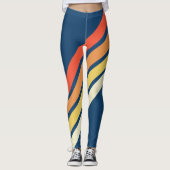 Farbige 70er 80er Retro Streifen Leggings (Vorderseite)