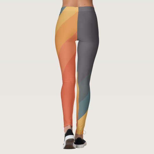 Farbige 70er 80er Retro Streifen Leggings (Rückseite)