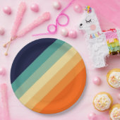 Farbige 70er 80er Retro Streifen Pappteller (Party)
