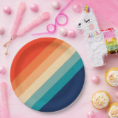 Farbige 70er 80er Retro Streifen Pappteller (Party)