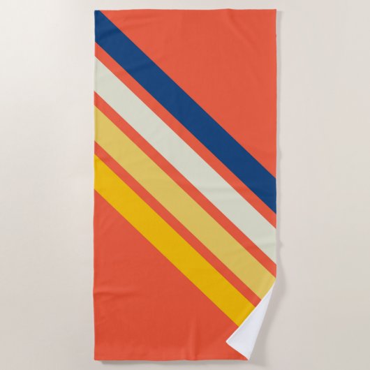 Farbige 70er 80er Retro Streifen Strandtuch (Vorderseite)