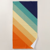 Farbige 70er 80er Retro Streifen Strandtuch (Vorderseite)