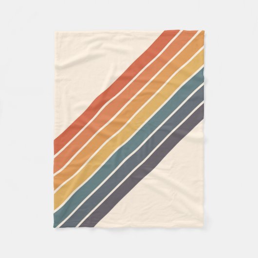 Farbige 70er Retro Streifen Fleecedecke (Vorderseite)