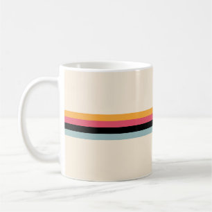 Farbige 70er Retro Streifen Kaffeetasse