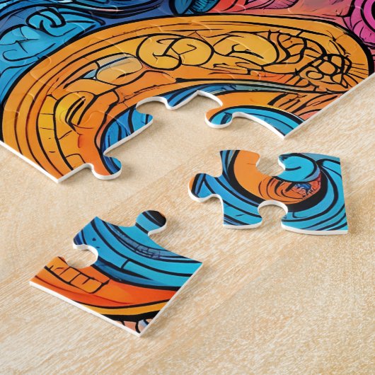 Farbige Abbildung eines Delfins. Puzzle (Seite)