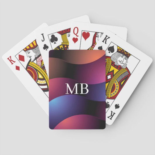 Farbige, abgerundete Formen, weißes Monogramm Spielkarten (Rückseite)
