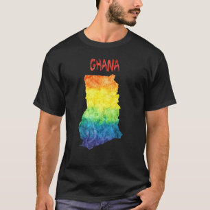 Farbige abgeschiedene Ghana Karte in Aquarellfarbe T-Shirt