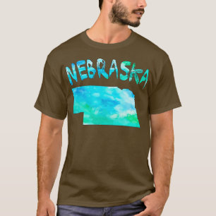 Farbige abgeschiedene Karte des Nebraska-Staat in T-Shirt