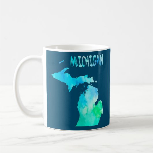 Farbige abgeschiedene Michigan-Karte in Aquarell Kaffeetasse (Links)