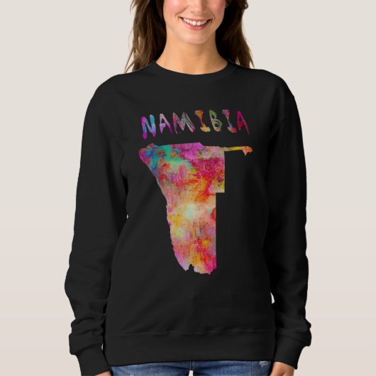 Farbige Abgeschiedene Namibia Karte in Aquarellfar Sweatshirt (Vorderseite)