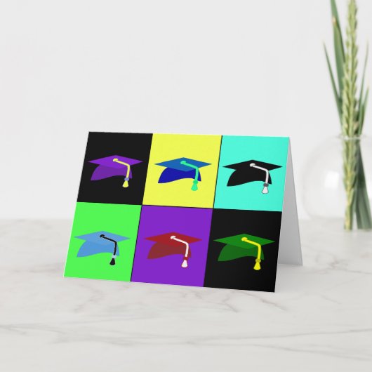Farbige Abschluss-Karte für Mortarboard-Karten Karte (Vorderseite)