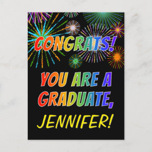 Farbige Abschlussgratulationen + Benutzerdefiniert Postkarte