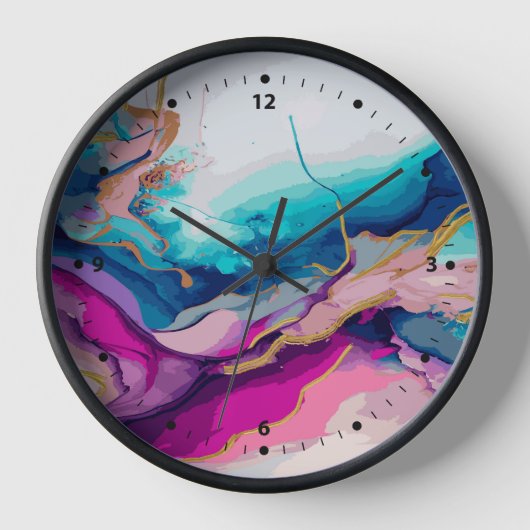 Farbige, abstrakt fließende Farbfarben Uhr (Vorderseite)