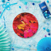 Farbige, abstrakt rosa, orangefarbene Herbstblätte Pappteller (Party)