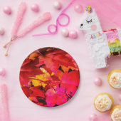 Farbige, abstrakt rosa, orangefarbene Herbstblätte Pappteller (Party)