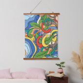 farbige Abstraktafel-Strandvektor-Abbildung Wandteppich Mit Holzrahmen (Schlafzimmer)