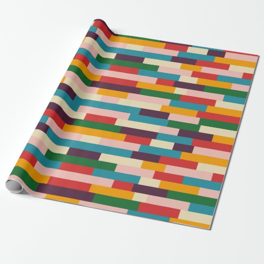 Farbige Abstrakte 70er 80er Retro Muster Geschenkpapier (Ungerollt)