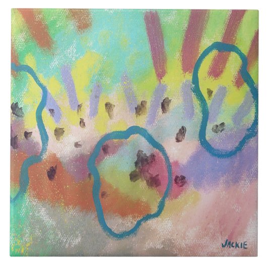 Farbige Abstrakte Acrylmalerei Fliese (Vorderseite)