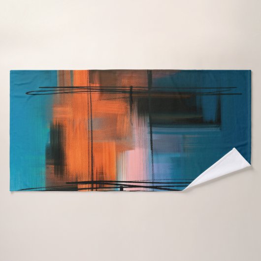 Farbige abstrakte Acrylmalerei. Surreal Landschaft Badehandtuch (Badehandtuch)