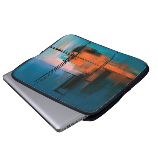 Farbige abstrakte Acrylmalerei. Surreal Landschaft Laptopschutzhülle (Vorne Knopf)