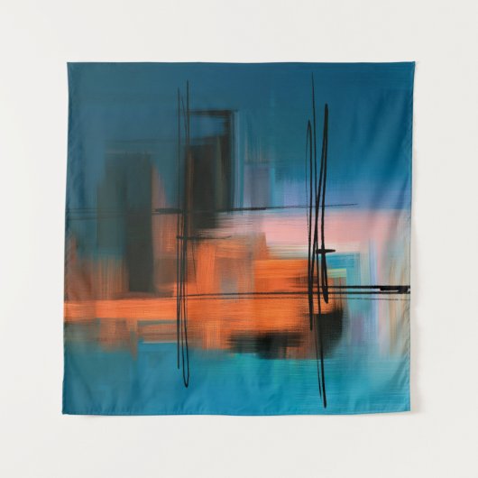 Farbige abstrakte Acrylmalerei. Surreal Landschaft Wandteppich (Vorderseite)