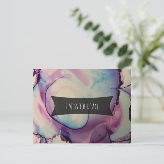 Farbige Abstrakte Alkoholtinte, ich vermisse dein Postkarte (Stehend Vorderseite)