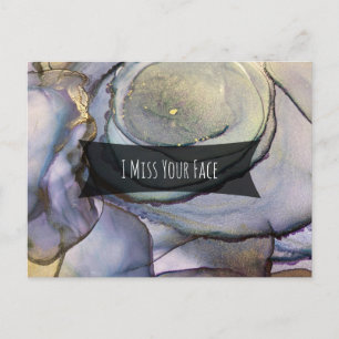 Farbige Abstrakte Alkoholtinte, ich vermisse dein Postkarte