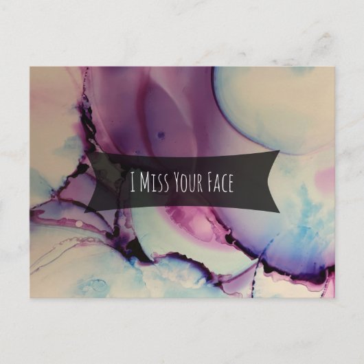 Farbige Abstrakte Alkoholtinte, ich vermisse dein Postkarte (Vorderseite)