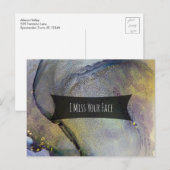 Farbige Abstrakte Alkoholtinte, ich vermisse dein  Postkarte (Vorne/Hinten)