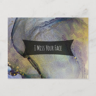 Farbige Abstrakte Alkoholtinte, ich vermisse dein Postkarte