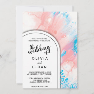Farbige abstrakte Aquarell-Hochzeitseinladung Einladung