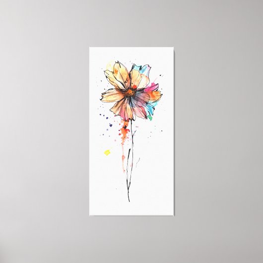 Farbige abstrakte Aquarellmalerei auf Blume Leinwanddruck (Vorderseite)
