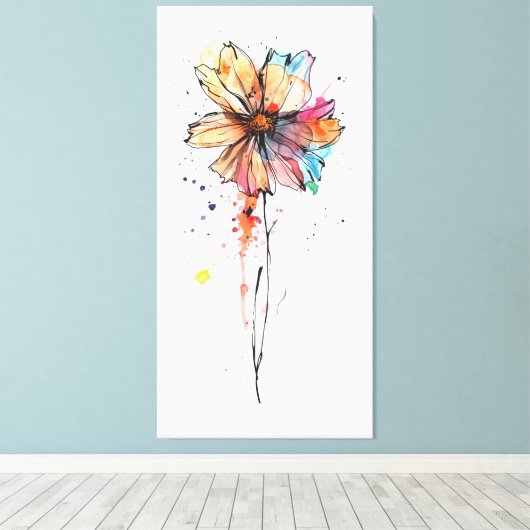 Farbige abstrakte Aquarellmalerei auf Blume Leinwanddruck (Insitu (Holzboden))